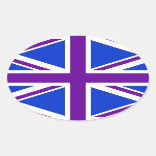 Sticker Ovale Union Jack violet bleu