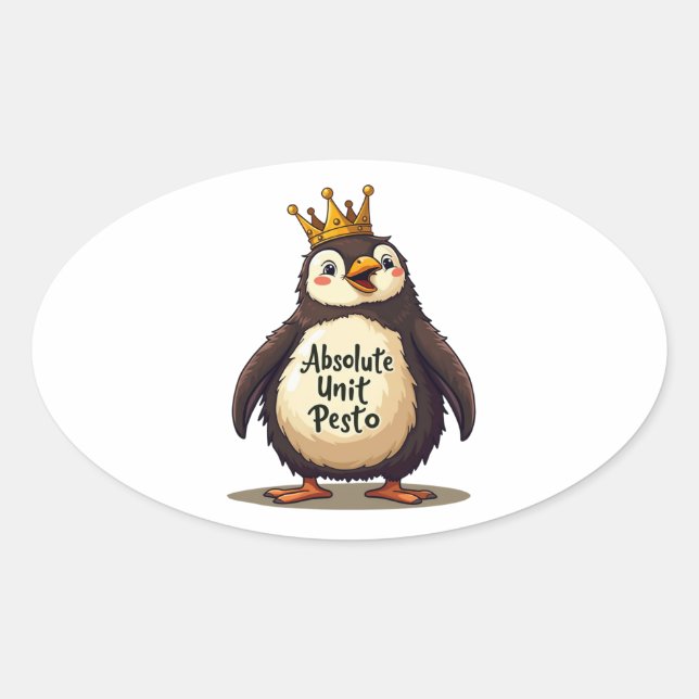 Sticker Ovale Unité absolue Pesto - Le roi Penguin (Devant)