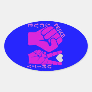 Sticker Ovale Unité, Amour et Paix, Ensemble_
