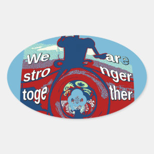 Sticker Ovale United in Hope : Stronger Together - USA Art Print