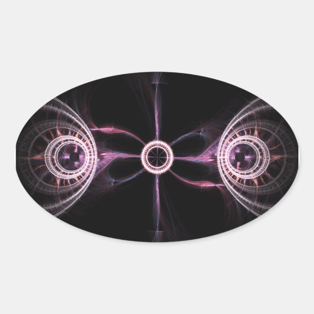 Sticker Ovale Univers parallèles Art fractal Abstrait (Devant)