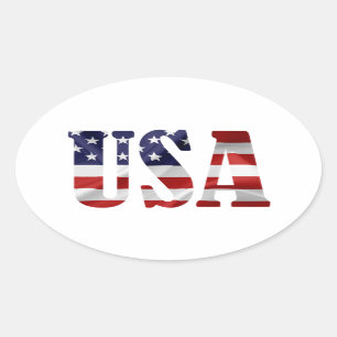 Sticker Ovale USA Patriotique