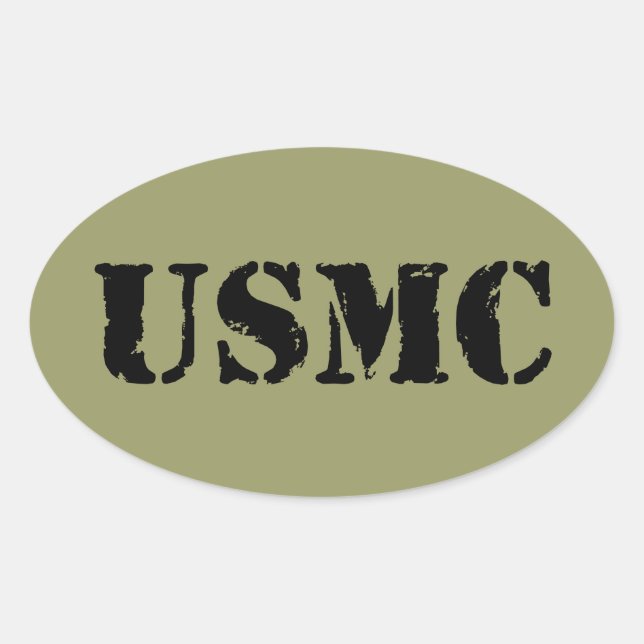 Sticker Ovale Usmc [texte de pochoir] (Devant)