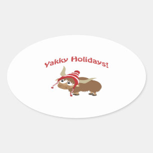Sticker Ovale Vacances Yakky ! Yak d'hiver
