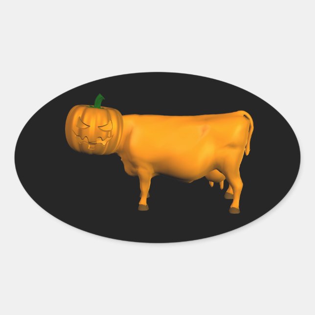Sticker Ovale Vache d'Halloween (Devant)