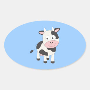 Sticker Ovale Vache mignonne