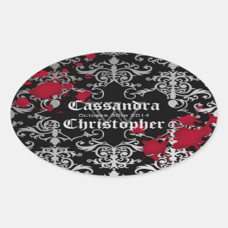 Sticker Ovale Vampire gothique Halloween mariage en faveur des é