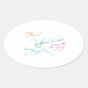 Sticker Ovale Vegan & happy lifestyle