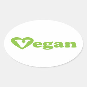 Sticker Ovale Vegan Texte Coeur vert
