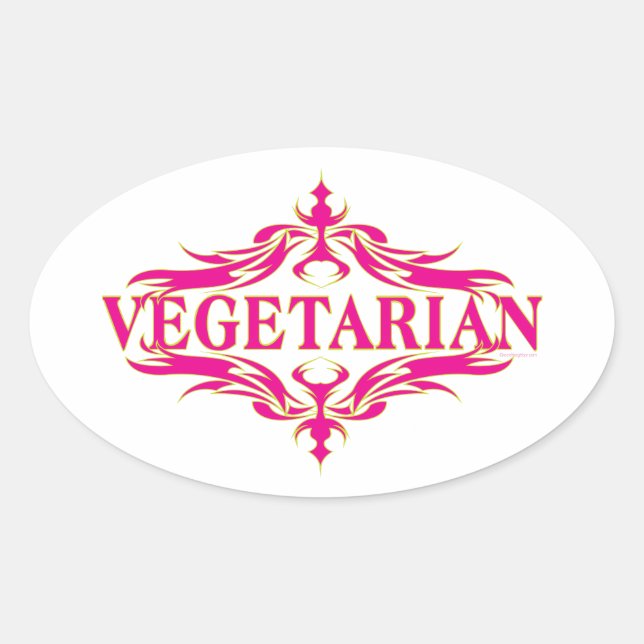 Sticker Ovale Végétarien (Devant)