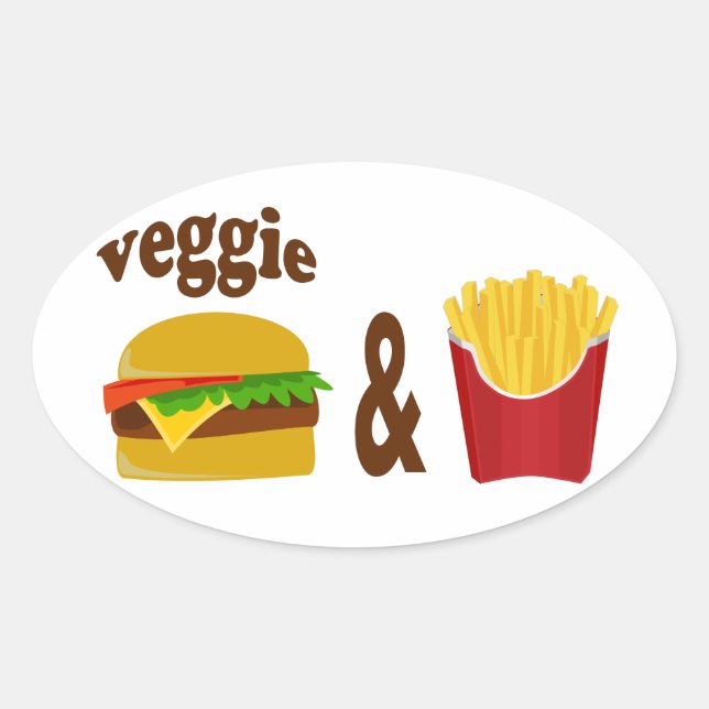 Sticker Ovale Veggie Burger et Fries (Devant)