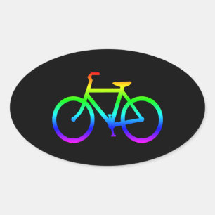 Sticker Ovale Vélo arc-en-ciel lumineux