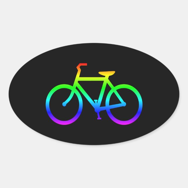 Sticker Ovale Vélo arc-en-ciel lumineux (Devant)