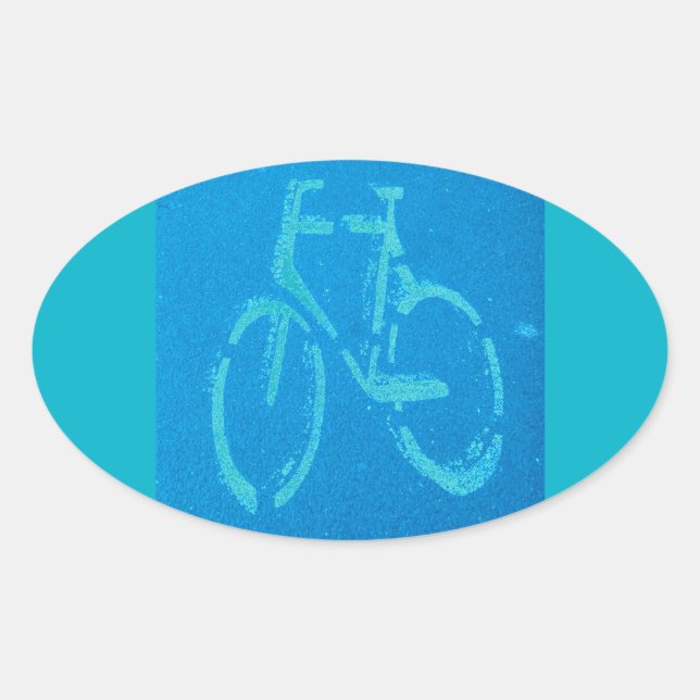 Sticker Ovale Vélo bleu blanc (Devant)