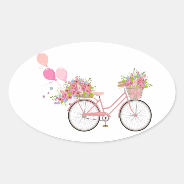Sticker Ovale Vélo Whimsical Rose (Devant)