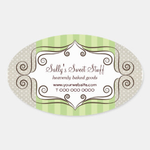Sticker Ovale Vert doux et Pois