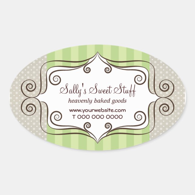 Sticker Ovale Vert doux et Pois (Devant)