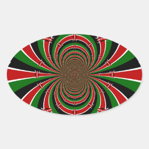 Sticker Ovale Vibrant Kenya Vision : Drapeau kényan en miroir