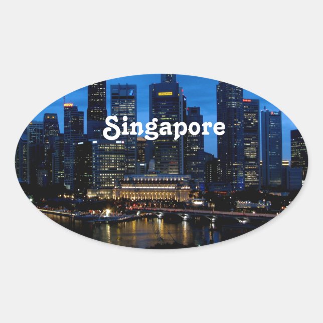 Sticker Ovale Ville de Singapour (Devant)