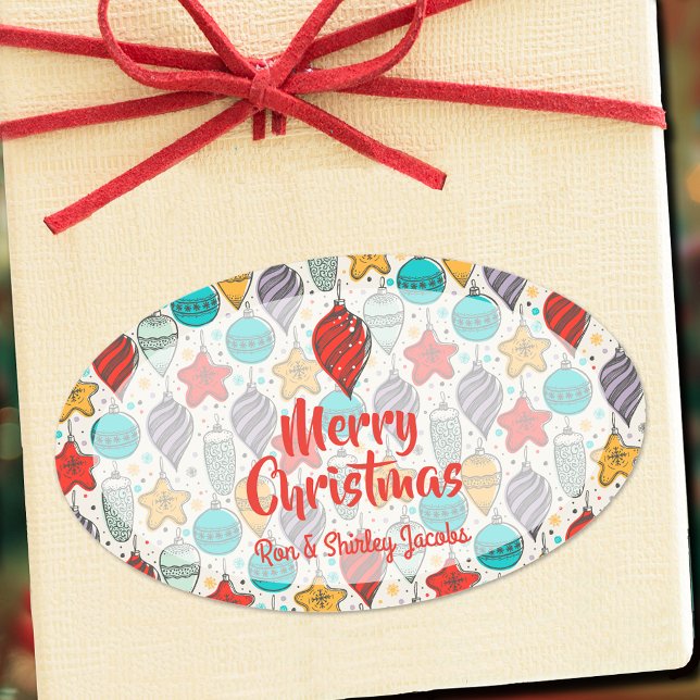 Sticker Ovale Vintage Arbre de Noël (Créateur téléchargé)