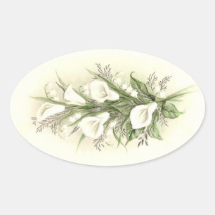 Sticker Ovale Vintage Calla Lilies