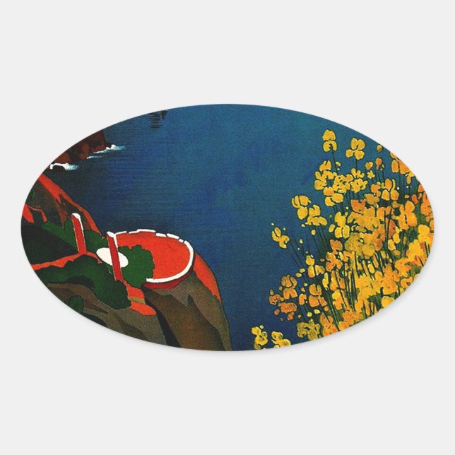 Sticker Ovale Vintage Capri L'Isola del Sole Italie (Devant)