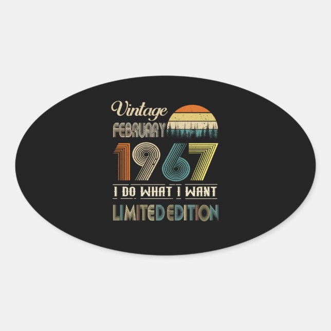 Sticker Ovale Vintage Février 1967 (Devant)