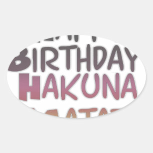 Sticker Ovale Vintage Joyeux Anniversaire Hakuna Matata Purple I