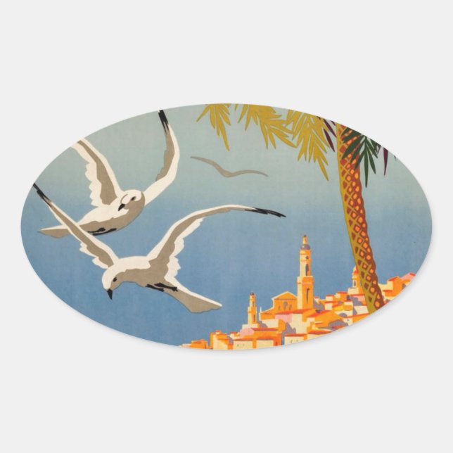 Sticker Ovale Vintage Menton CoTe D'azur (Devant)