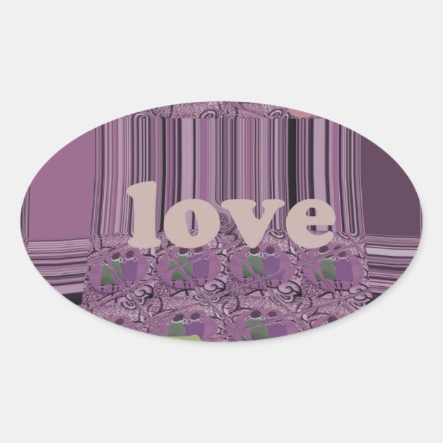 Sticker Ovale Vivre au maximum : Manger, Amour, Jouer Design (Devant)