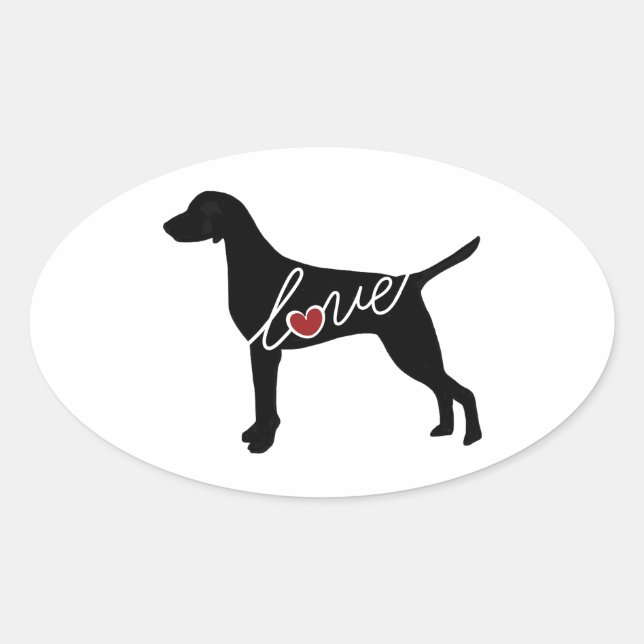 Sticker Ovale Vizsla Love (Devant)