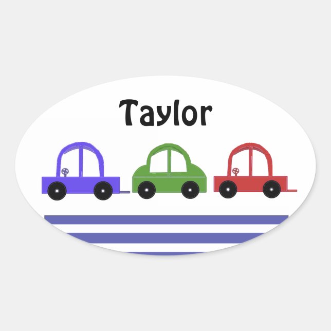 Sticker Ovale Voitures de course et rayures (Devant)