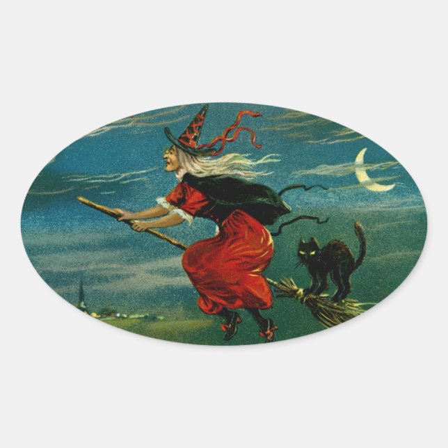 Sticker Ovale Vol Halloween (Devant)