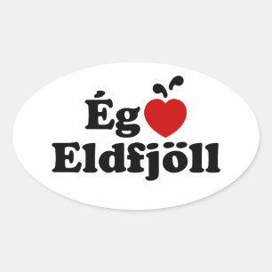 Sticker Ovale Volcans I Heart (Love) [Ég Elska Eldfjöll]