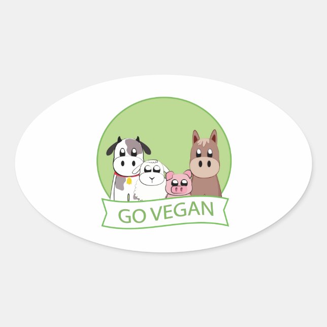 Sticker Ovale Vont le végétalien (Devant)