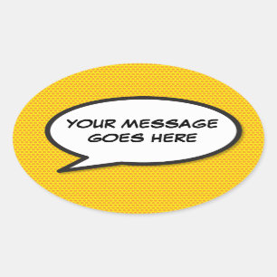 Sticker Ovale Votre Bulle de Texte de Message Amusant Livre de B