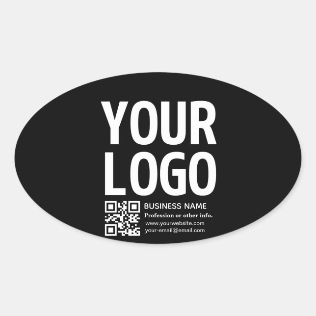 Sticker Ovale Votre logo avec code QR et texte modifiables  (Devant)