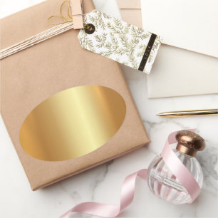 Sticker Ovale Votre Modèle personnalisé Code QR Logo Gold Blank