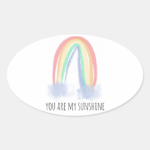 Sticker Ovale Vous êtes mon eau de soleil aquarelle arc-en-ciel