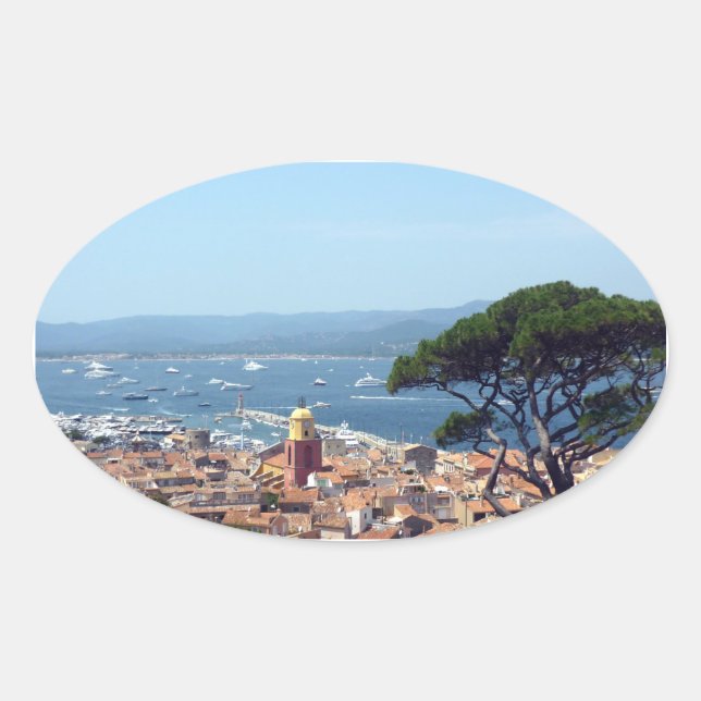 Sticker Ovale vue de st tropez (Devant)
