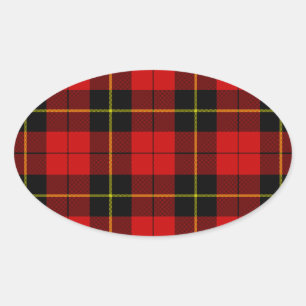 Sticker Ovale Wallace tartan rouge noir plaid