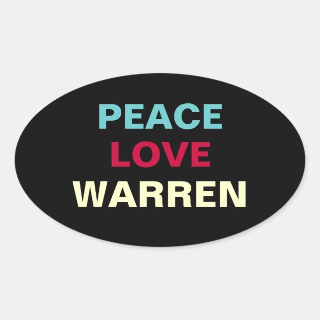 Sticker ovale WARREN Peace Love (Devant)