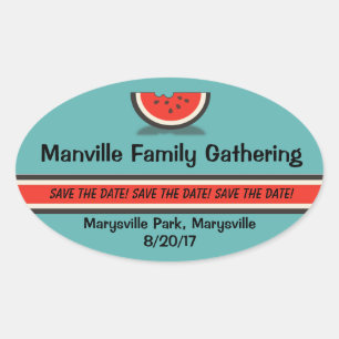 Sticker Ovale Watermelon Famille Réunion Enregistrer la date Sti