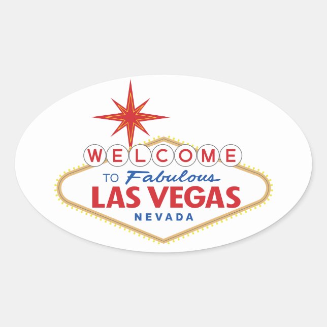 Sticker Ovale Welcome to Fabulous Las Vegas, Neigée (Devant)