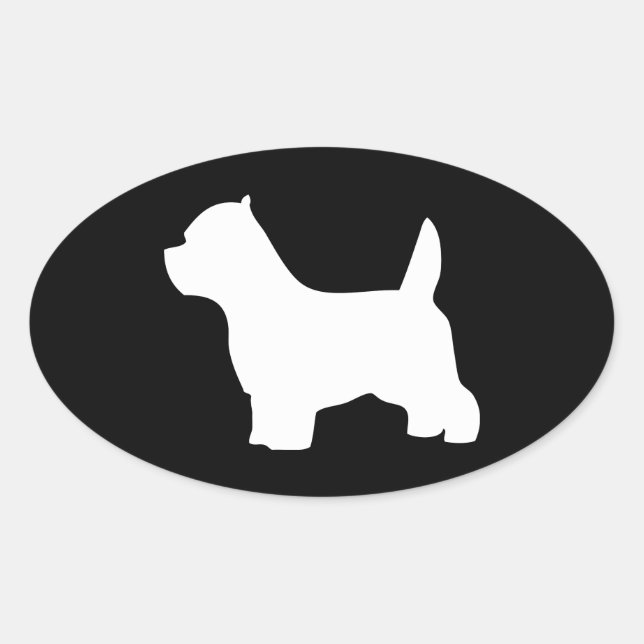 Sticker Ovale Western Highland White terrier dog, silhouette wes (Devant)