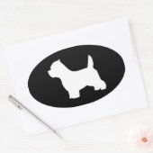 Sticker Ovale Western Highland White terrier dog, silhouette wes (Enveloppe)