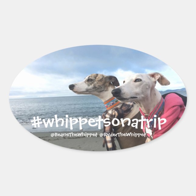 Sticker Ovale #whippetsonatrip en WA (Devant)
