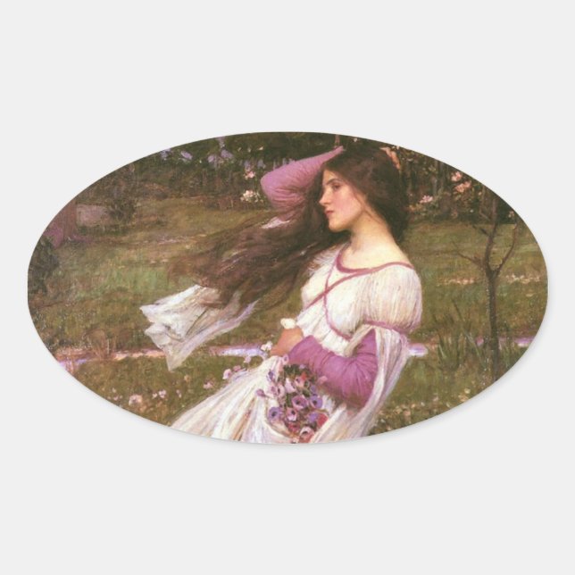 Sticker Ovale Windflowers de John William Waterhouse  (Devant)