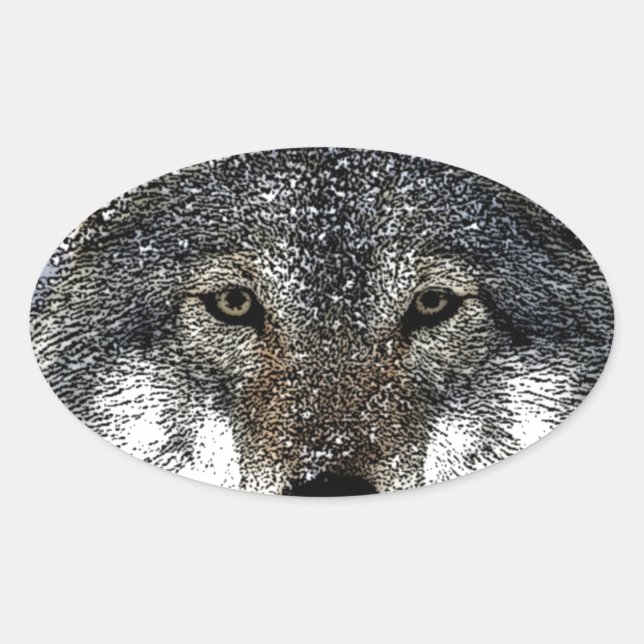Sticker Ovale Wolf Eyes (Devant)