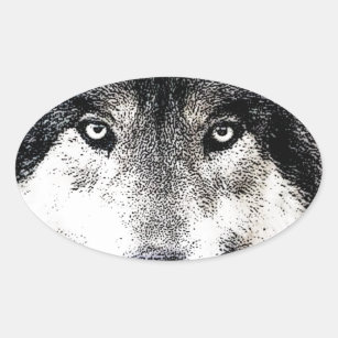 Sticker Ovale Wolf Eyes